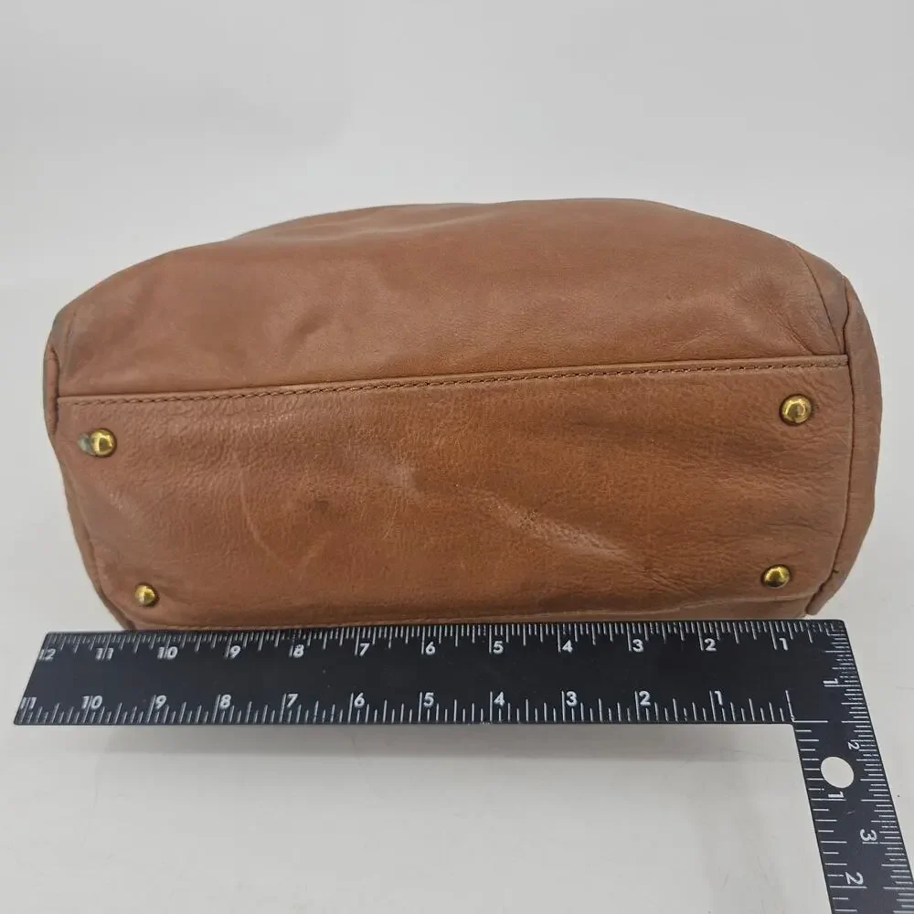 The Sak Serena Tan Brown Distressed Leather Satchel Bag Purse Western Boho Chic